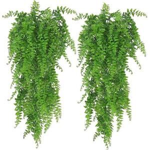 2 Packs Artificial Hanging Plants- Fake Green Leaves Decoration, Faux Foliage